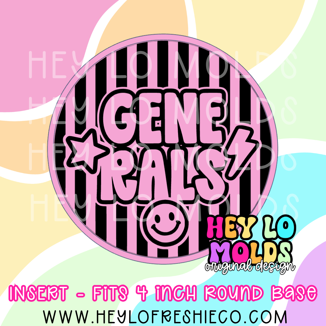 4 Inch Round Insert - Preppy Team Name: Generals