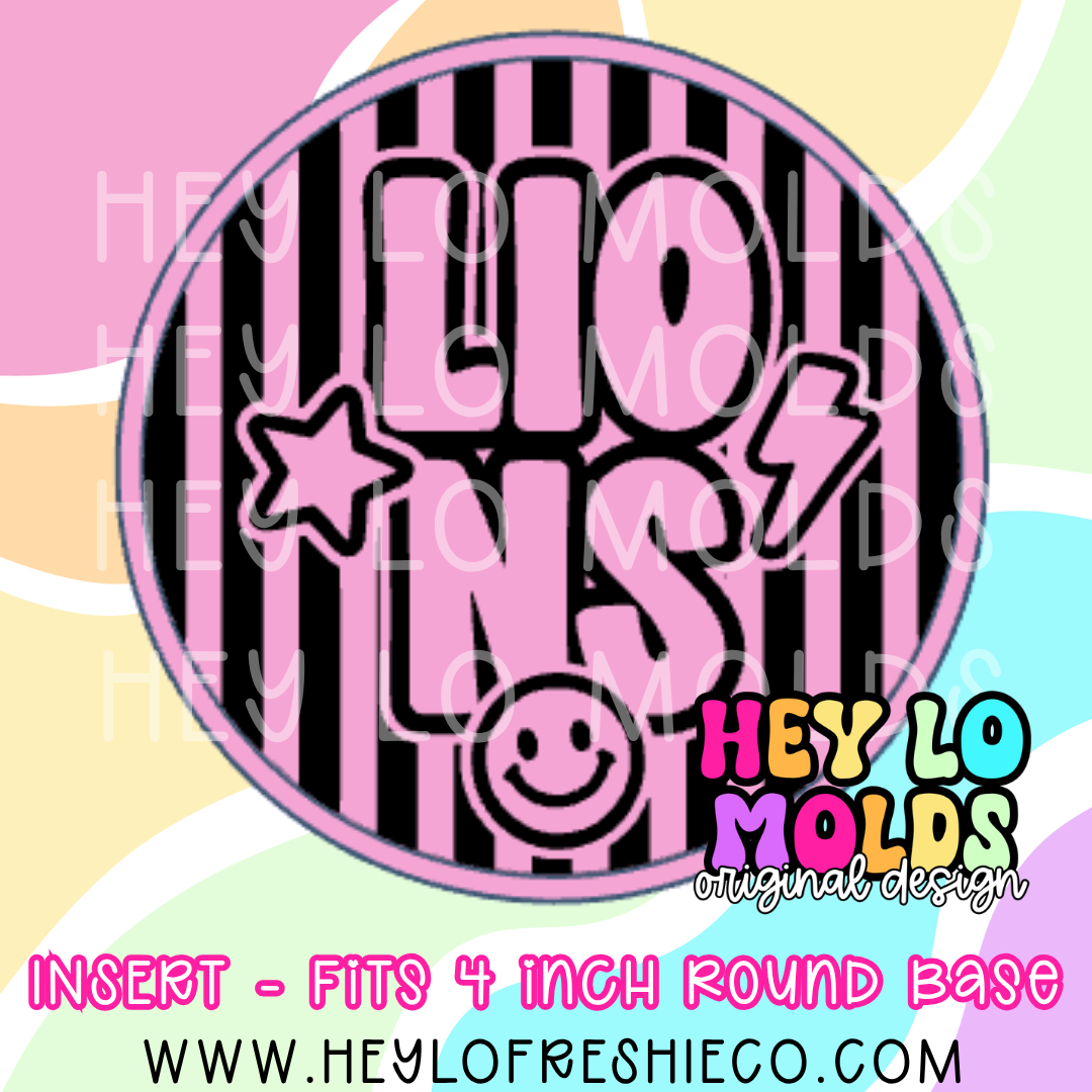 4 Inch Round Insert - Preppy Team Name: Lions