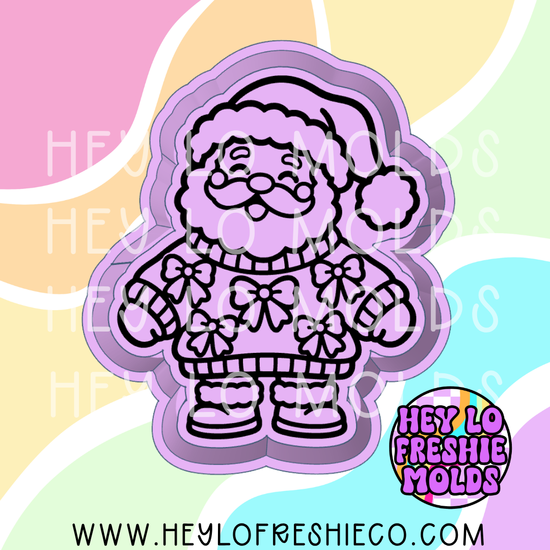 Santa In Bow Sweater Silicone Mold