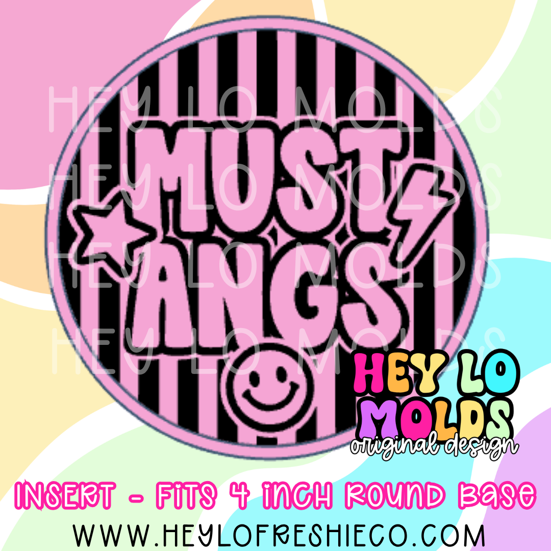 4 Inch Round Insert - Preppy Team Name: Mustangs