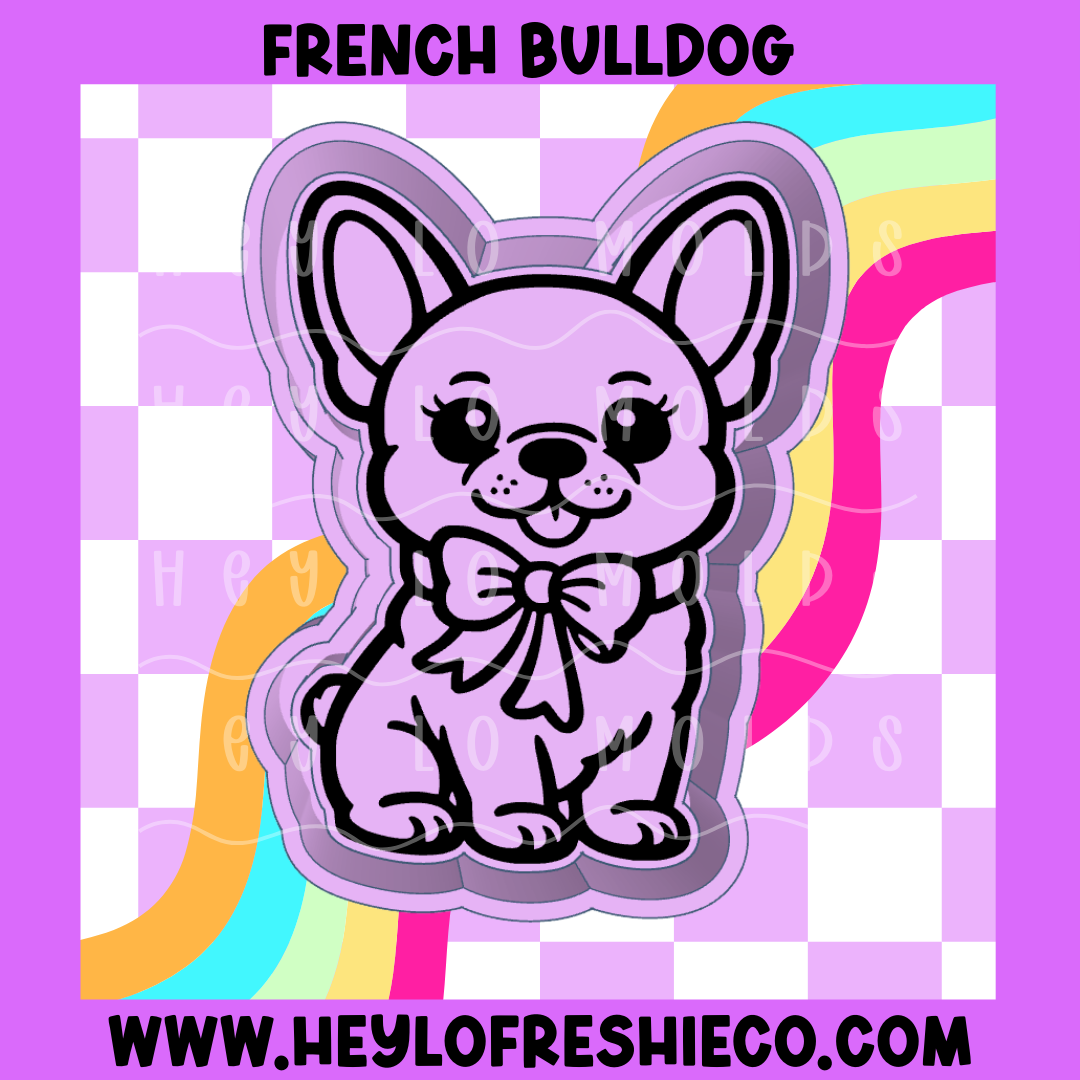 French Bulldog With Bow Silicone Mold