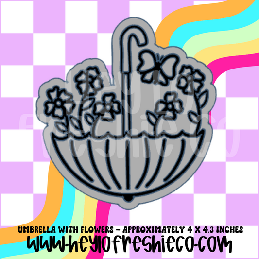 Umbrella With Flowers Silicone Mold