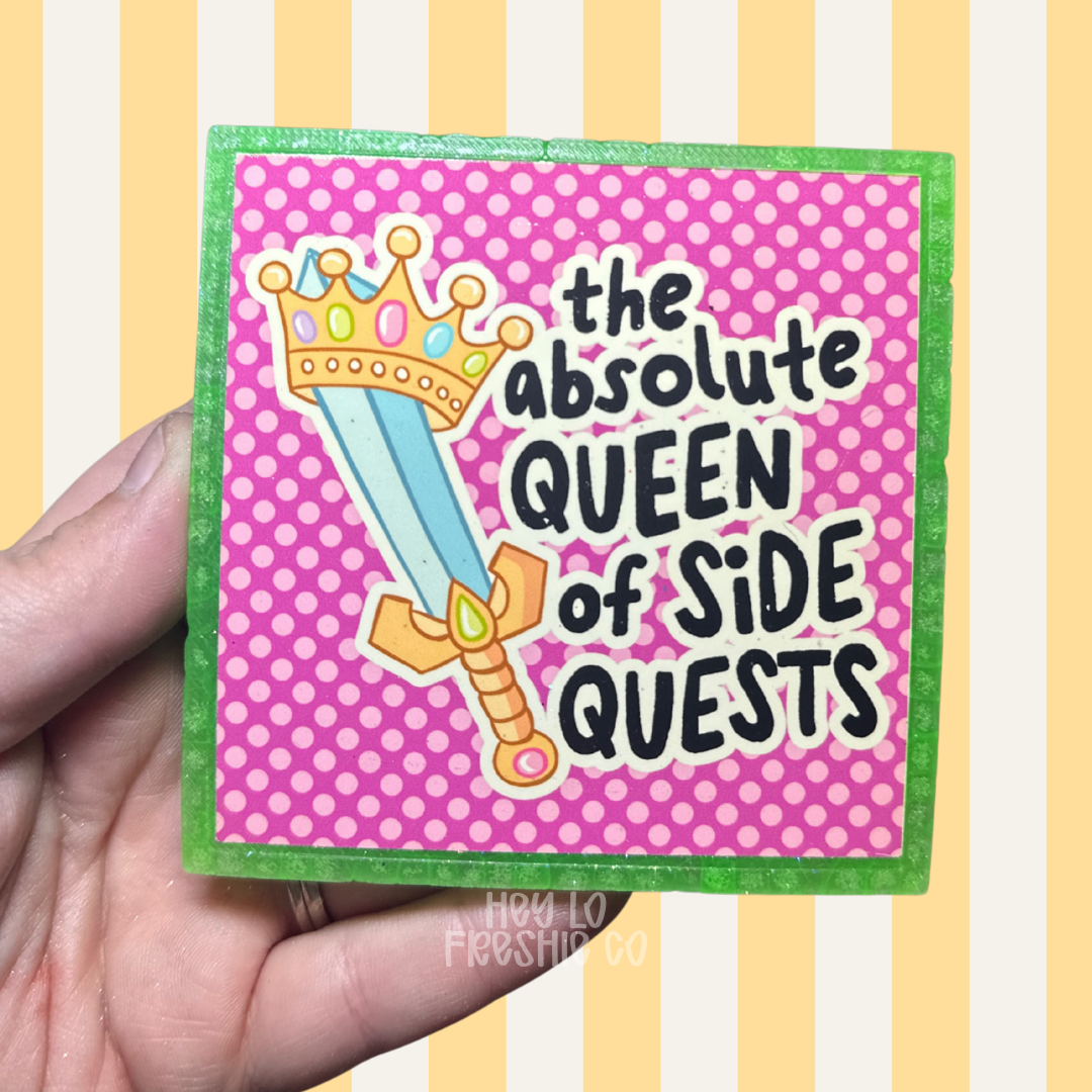 Queen Of Side Quests Car Freshie | Scent: Strawberry Lemon Blondie