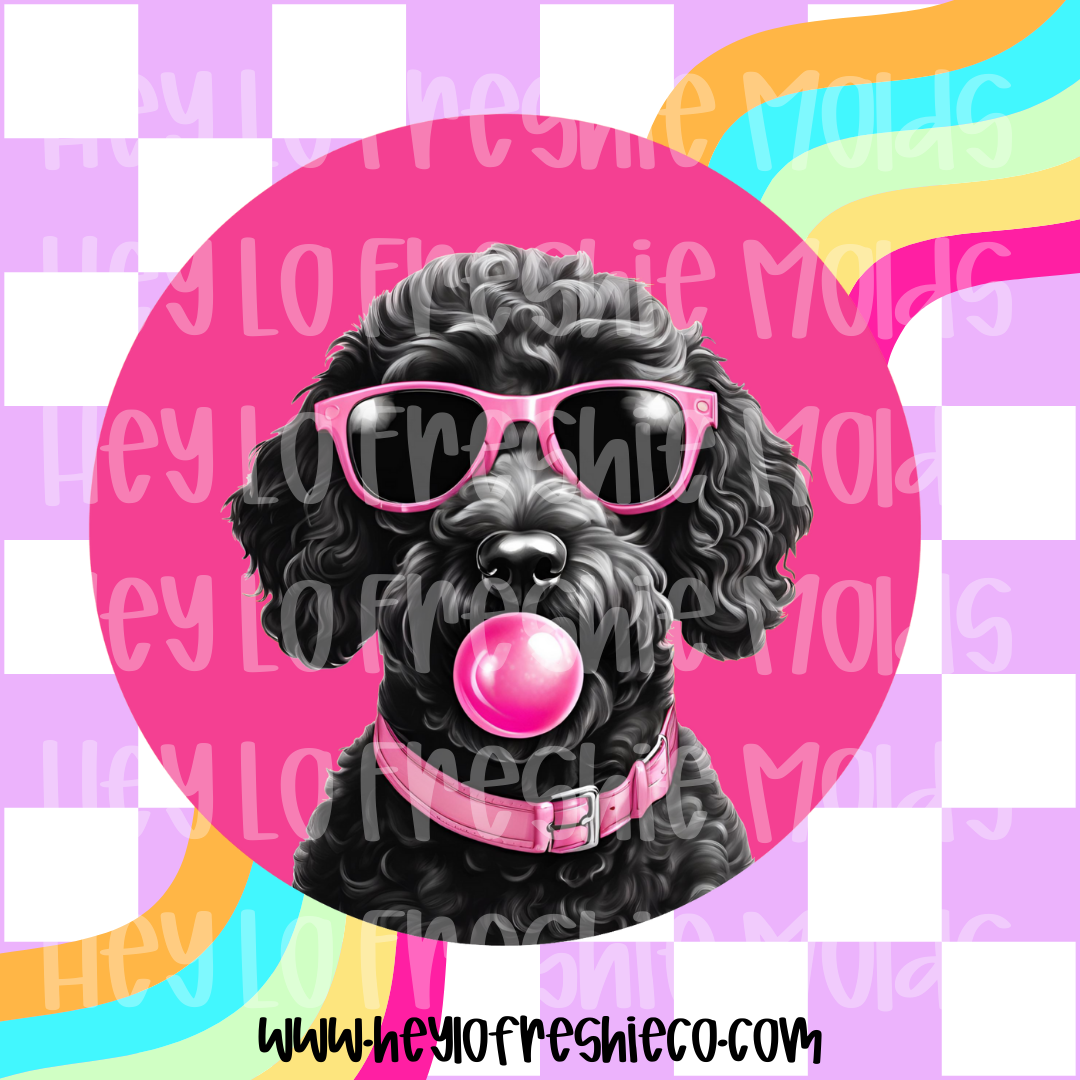 Round Cardstock | Black Doodle Dog