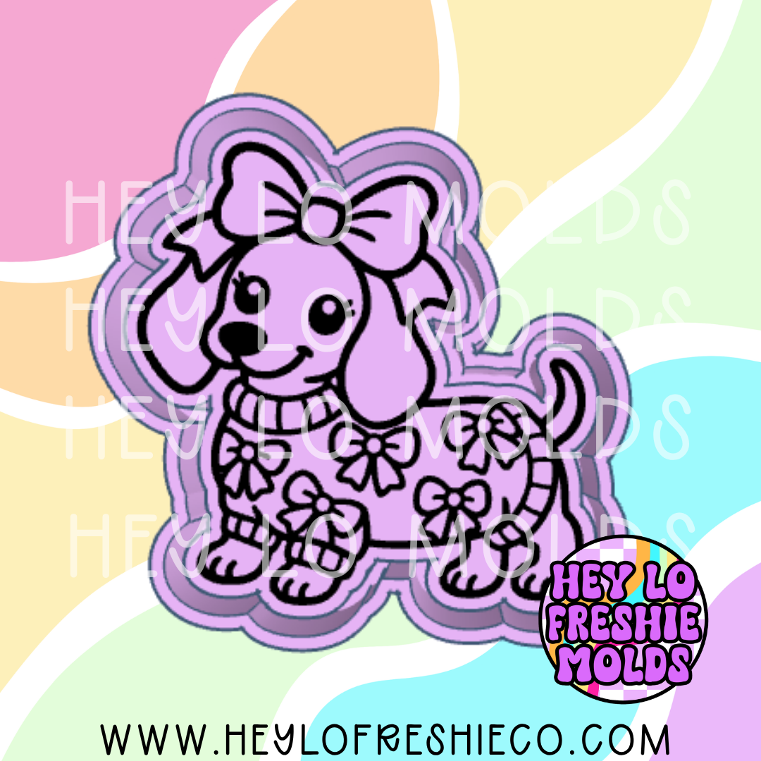 Weenie Dog In Bow Sweater Silicone Mold