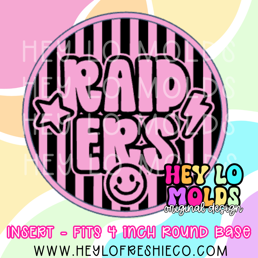 4 Inch Round Insert - Preppy Team Name: Raiders