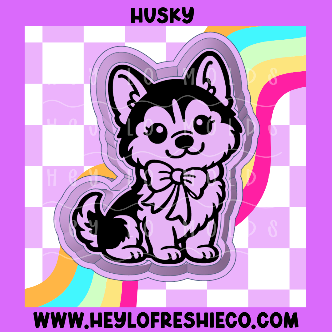 Husky With Bow Silicone Mold