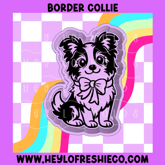 Border Collie With Bow Silicone Mold