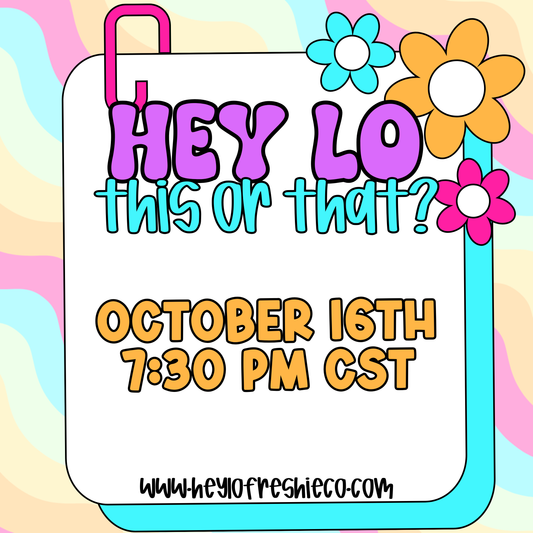 THIS OR THAT: OCTOBER 16 @ 7:30 PM CST (DO NOT CHECK OUT WITH OTHER ITEMS IN CART)