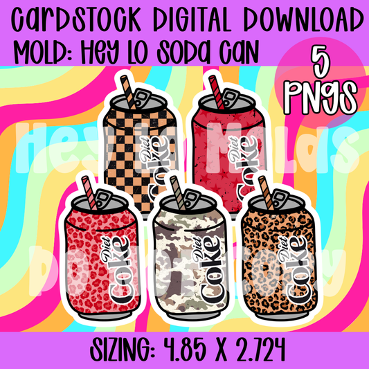 Soda Can Digital Download Cardstock: Grunge Diet Coke