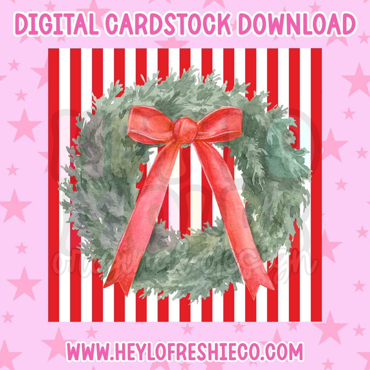 Digital Cardstock: Christmas Wreath (Square)