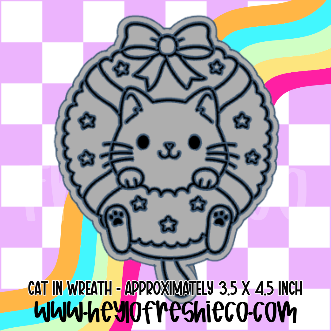 Cat in Wreath Silicone Mold