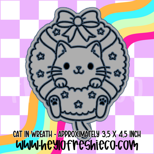 Cat in Wreath Silicone Mold