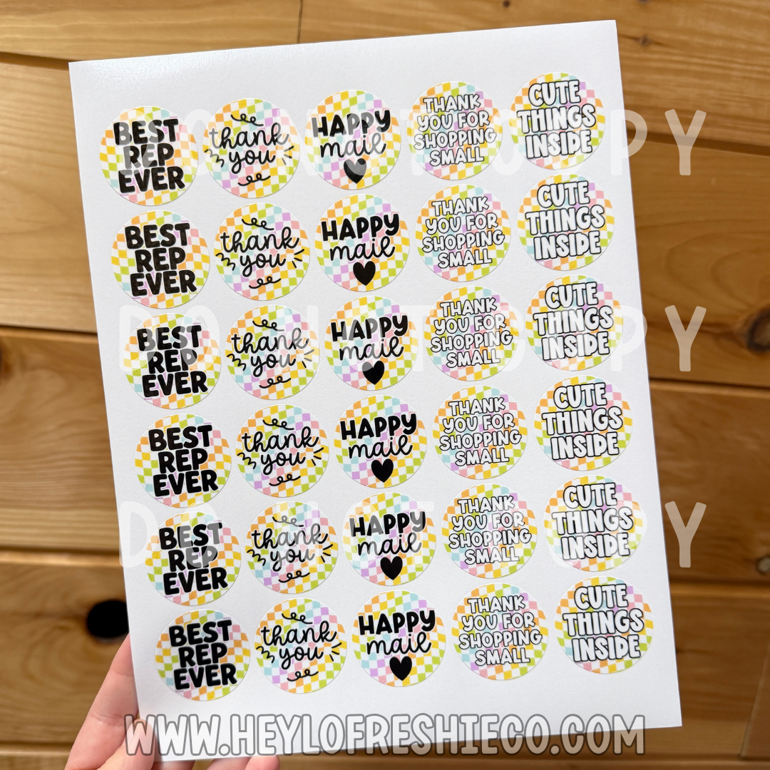 Rainbow Checkered Thankful Sticker Sheet