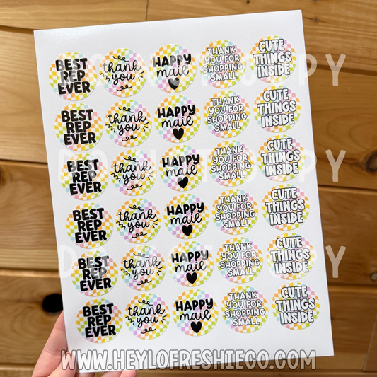 Rainbow Checkered Thankful Sticker Sheet