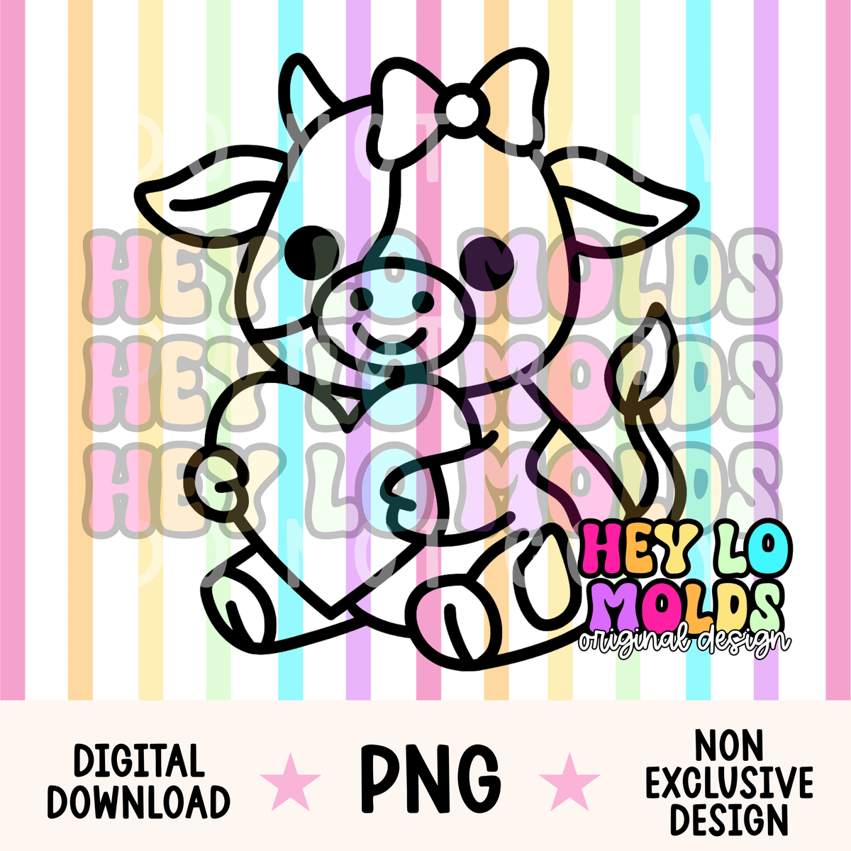 Heart Cow - Freshie Mold PNG