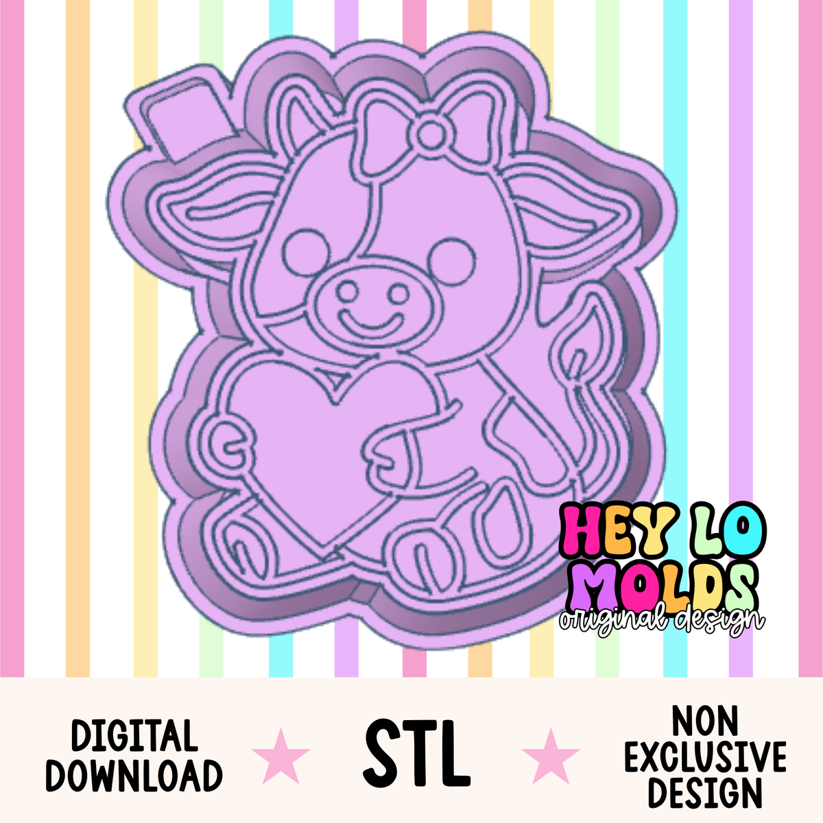Heart Cow - Freshie Mold STL