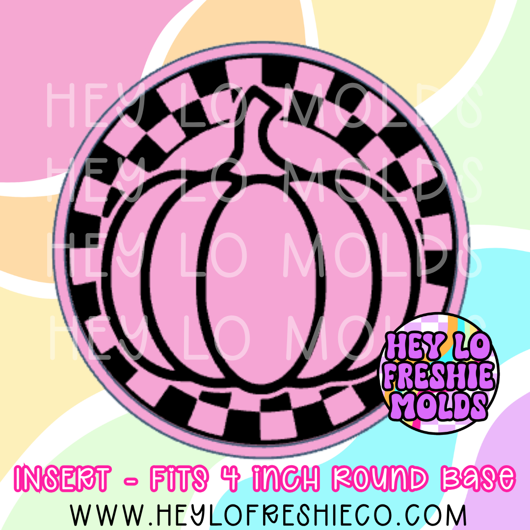 4 Inch Round Insert - Checkered Pumpkin