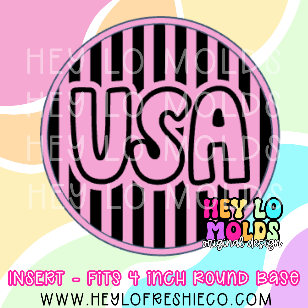 4 Inch Round Insert - Striped USA