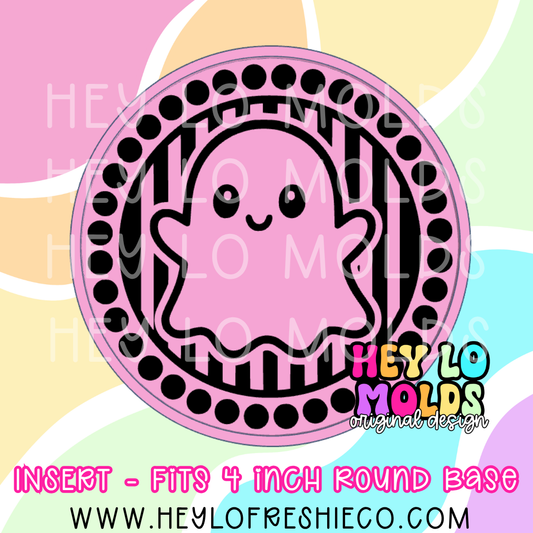 4 Inch Round Insert - Ghost In Dotted Frame